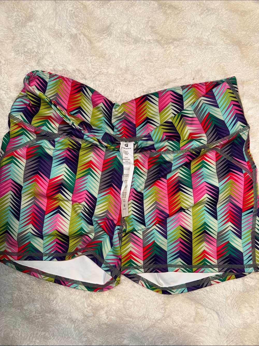 Fabletics Multicolor Chevron Performance Shorts - Pink, Green, Blue, Purple